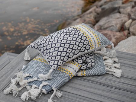 Hand Woven Shea Pillow Blue For Sale