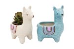 Alpaca Succulent Pots 2 Pc. Set Animal Planter Pots for Cactus Small Plants Online Sale