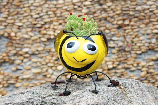 Bumble Bee Metal Planter with Pot Liner Succulent Pot Gardening Decoration Online now