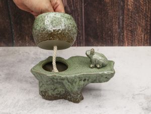 Self-watering Pot Set With Plant Buddy Frog Figurine and Cotton Wick Cord, Patina Glaze Ceramic Planter Sale