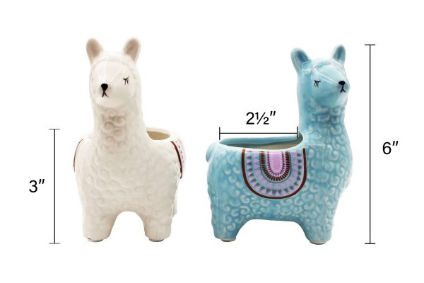 Alpaca Succulent Pots 2 Pc. Set Animal Planter Pots for Cactus Small Plants Online Sale