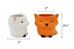 Fox Succulent Planters 2 Pack Ceramic Flower Pots with Drainage Hole Discount