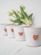 Set of 4 handmade coffee cups w  hearts & white glaze 2¼  Online Hot Sale