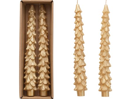 10  Gold Tree Shaped Taper Candle Hot on Sale