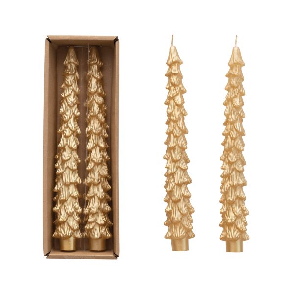 10  Gold Tree Shaped Taper Candle Hot on Sale