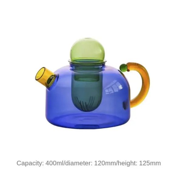 Contrasting Color Heat Resistant Glass Teapot Online