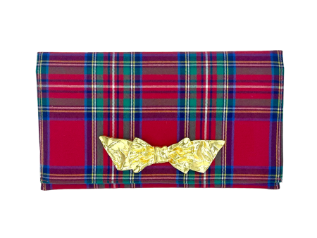 Garland Bags + Brown Bowen and Company Tybee Tartan Plaid Clutch with Gold Bow Sale