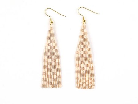 Delica Checkerboard Fringe Earrings -Blush on Sale