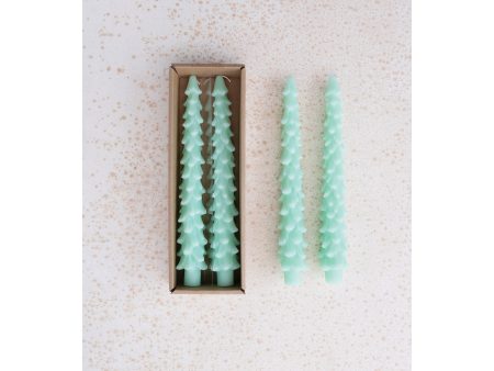 10  Tree Shaped Green Taper Candle Mint For Sale