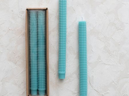 10  Cyan Hobnail Taper Candle on Sale