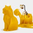 Pyropet Kisa Cat Skeleton Candle - 7  Tall, Mustard Yellow Supply