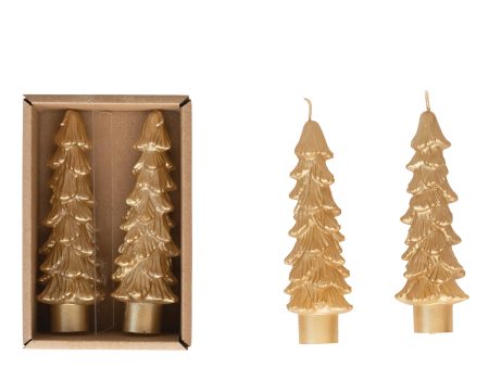 4.75  Gold Tree Shaped Taper Candle Cheap