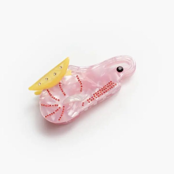 Rhinestone Shrimp Cocktail with Lemon Small Hair Claw Clip Sale