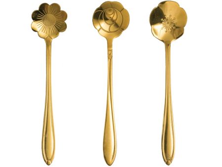 Stainless Steel Flower Shaped Spoons, Set of 3 Online now