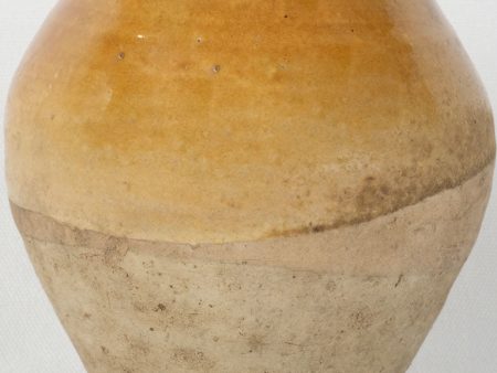 Antique French confit pot w  yellow ocher glaze 6¼  Discount