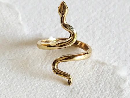 Brass Serpent Ring, Adjustable For Sale