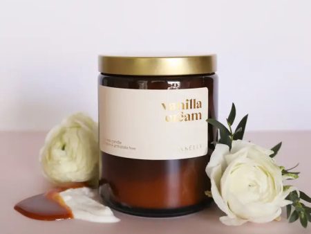 Vanilla Cream Candles - Amber  16 oz For Discount