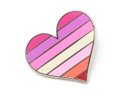 Lesbian Flag Heart Enamel Pin on Sale