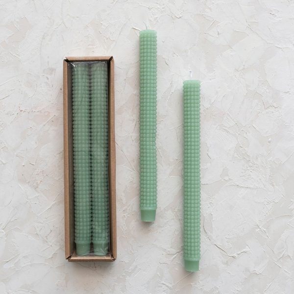 10  Mint Hobnail Taper Candle Supply