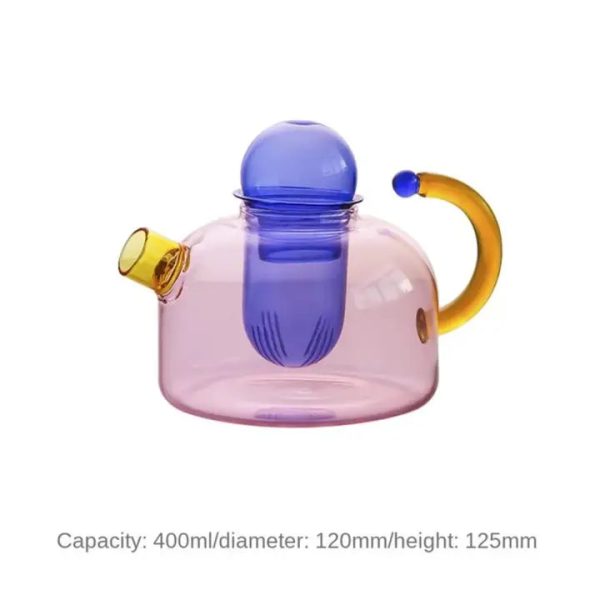 Contrasting Color Heat Resistant Glass Teapot Online