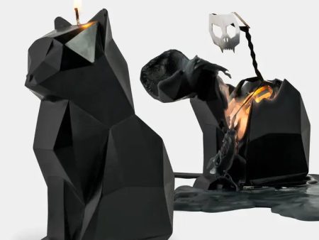 Pyropet Kisa Cat Skeleton Candle - 7  Tall, Black Online Sale