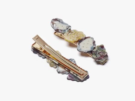 Oyster Shell Acetate Alligator Hair Clip with Rhinestones Online